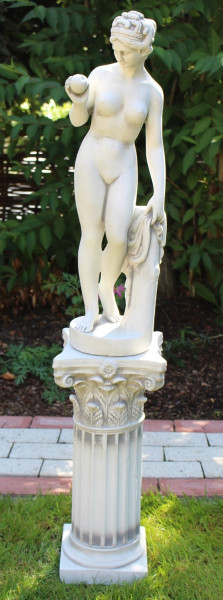 Beton Figur Skulptur Venus von Canova auf korinthischer Säule H 104 cm Deko Statue Gartenskulptur