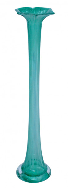 Glasvase H 40 cm schmale Blumenvase in grün mit weißem Muster Vase aus Glas