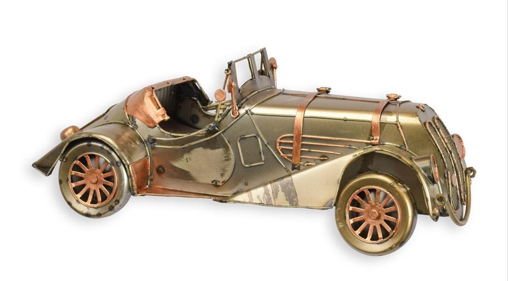 Blechauto Nostalgie klassisches Auto bronzefarben Oldtimer Modellauto L 30 cm aus Blech