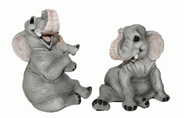 Figur Elefant Baby Elefantenfiguren sitzend u. lachend Tierfigur Kollektion Castagna Resin H 19-21cm