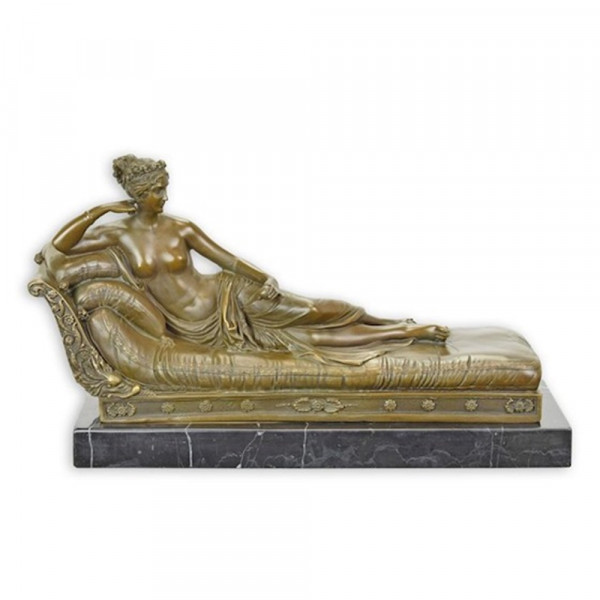 Bronzefigur Bronzeskulptur Pauline Bonaparte auf Marmorsockel H 18,8 cm Venus Victrix