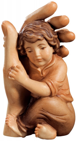 Schützende Hand mit Junge H 13 cm Schutzengel Engel Holzfigur Deko Statue aus Ahornholz