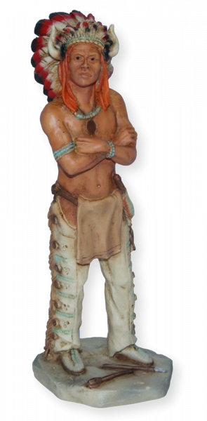 Indianerfigur Indianer Filmfigur Broken Arrow Skulptur H 17 cm stehend mit Kopfschmuck