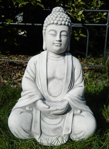Beton Figur Buddha sitzend H 34 cm Dekofigur und Gartenskulptur