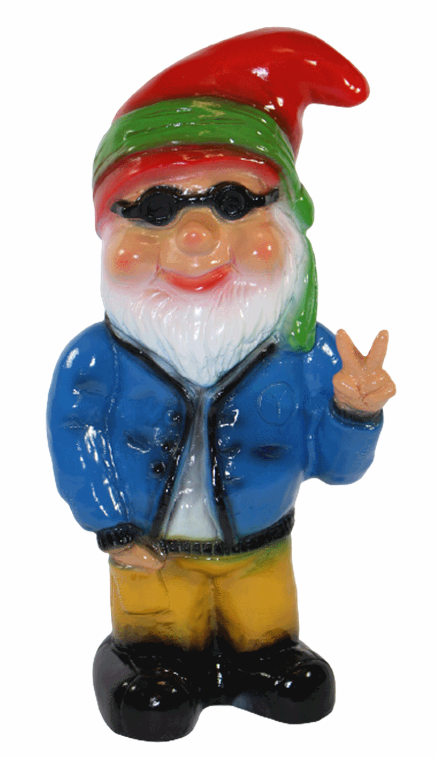 Rakso Deko Figur Zwerg H 33 cm Gartenzwerg stehend Cool Hippie mit  Stirnband Sonnenbrille