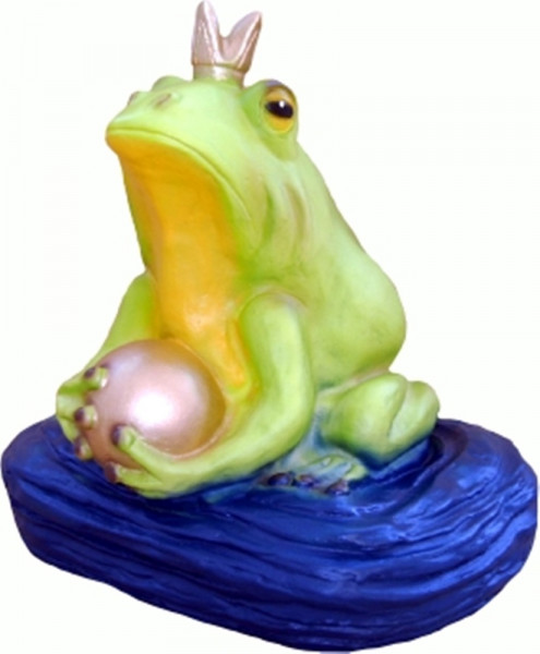 Deko Figur Froschkönig mit Kugel H 25 cm Gartenfigur Dekofigur mit Scherz Bewegungsmelder Quak