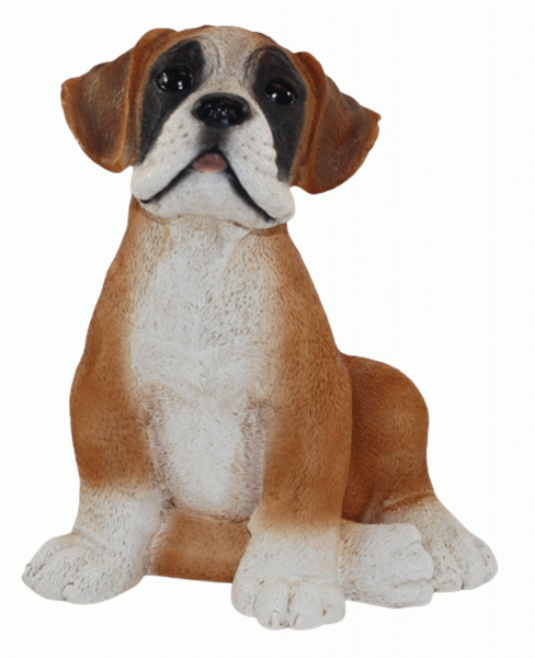 Deko Figur Hund Boxer Welpe Hundefigur sitzend Kollektion Castagna aus Resin Höhe 24 cm