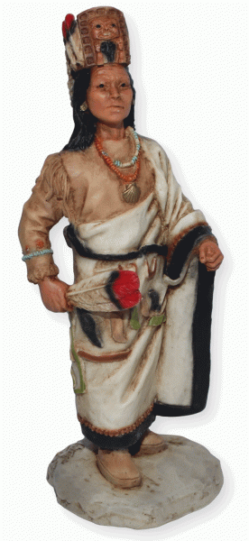 Indianerfigur Indianer Seattle Häuptling Duwamish H 17 cm mit Kopfschmuck und Feder Castagna