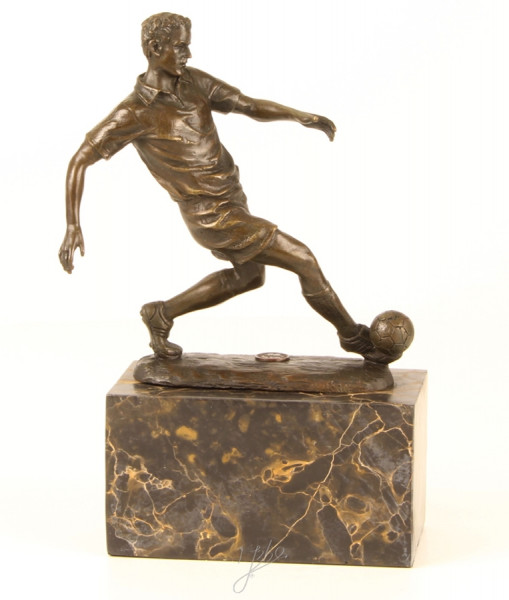 Bronzefigur Bronzeskulptur Bronze Figur Fußballer H 23,5 cm aus Bronze Deko Dekofigur Fußball