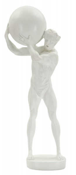 Dekofigur klassische Skulptur Replikat Atlas stehend Statue aus griechischer Mythologie weiß H 50 cm