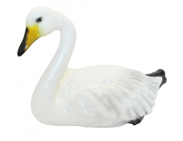 Schwan schwimmend Länge 50 cm Teichfigur & Gartenfigur aus Kunststoff, Deko für Garten & Teich