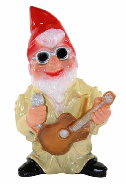 Deko Figur Zwerg H 30 cm lustiger Gartenzwerg Musiker mit Gitarre stehend Gartenfigur aus Kunststoff