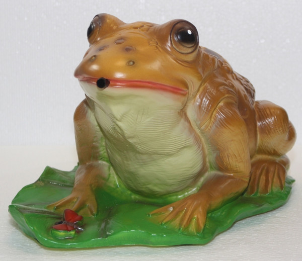Deko Figur Kröte Frosch auf Blatt H 17 cm Gartenfigur Dekofigur mit Scherz Bewegungsmelder Quak