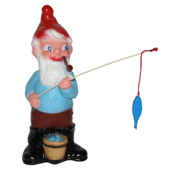 Gartenzwerg Figur Zwerg als Angler H 35 cm stehend Gartenzwerg Gartenfigur aus Kunststoff