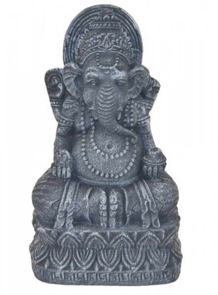 Ganesha Gott „Herr der Hindernisse“ - Höhe 39 cm - Dekofigur aus Resin in Grau-Matt