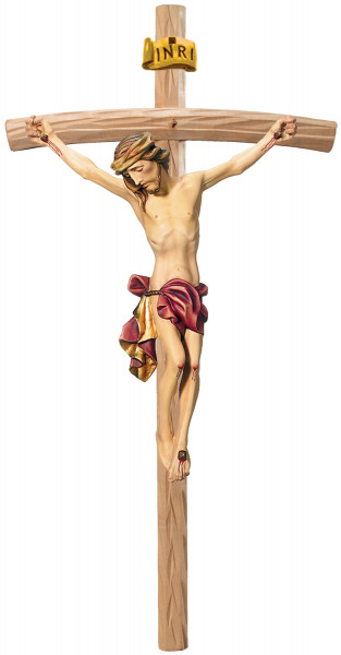 Heiligenfigur Kruzifix Jesus am Kreuz "Leonardo" H 12/ 27 cm Statue Ahorn- und Lindenholz Holzfigur
