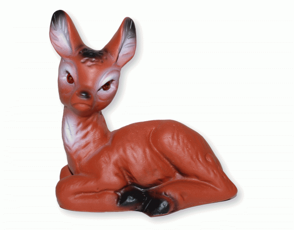 Deko Figur Rehkitz klein liegend H 10 cm Tierfigur aus Kunststoff Bambi Reh Figur