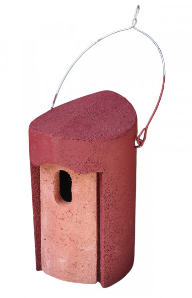 Nisthöhle Typ 1B rot - Naturschutz-Nistkasten mit ovalem Flugloch (29 x 55 mm) für Gartenrotschwanz