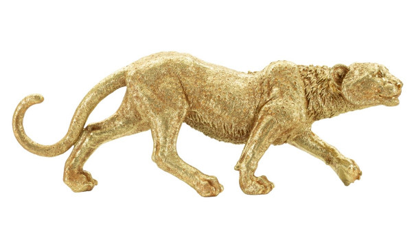 Dekofigur Leopard laufend Tierfigur in edlem Gold Fell detailliert strukturiert Länge 89 cm