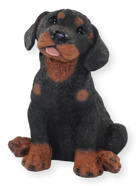 Deko Figur Hund Rottweiler Welpe Hundefigur sitzend Kollektion Castagna aus Resin Höhe 23 cm