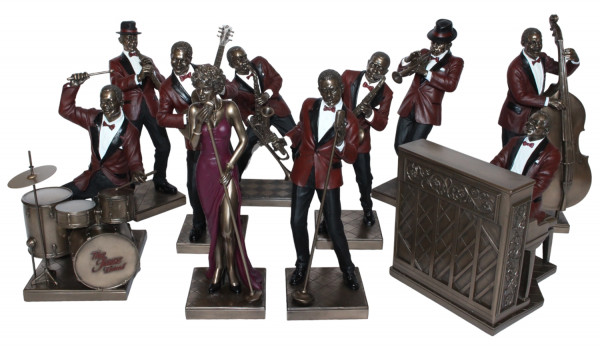 Deko Jazz Figuren 10er Satz Musiker Figuren H 22,5-32 cm Dekofigur Jazz Band