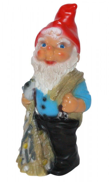 Gartenzwerg Fischer Zwerg mit Fisch in der Hand Höhe 35 cm - Dekofigur für Garten & Innenbereich