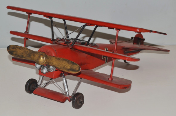 Blechflugzeug Nostalgie Modellflugzeug Oldtimer Marke Fokker Roter Baron Modell aus Blech L 38 cm