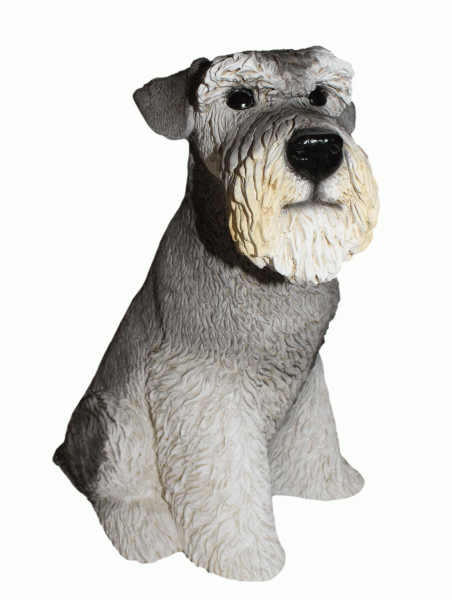 Deko Figur Hund Mittelschnauzer Hundefigur Schnauzer sitzend Kollektion Castagna aus Resin H 32 cm
