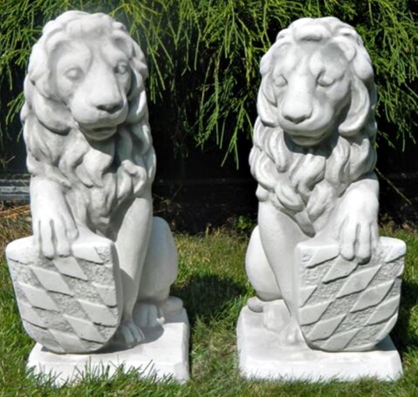 Beton Figuren Löwen Wappen auf rechter und linker Seite H 40 cm Dekofiguren und Gartenskulpturen