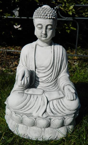 Beton Figur Buddha sitzend H 30 cm Dekofigur und Gartenskulptur