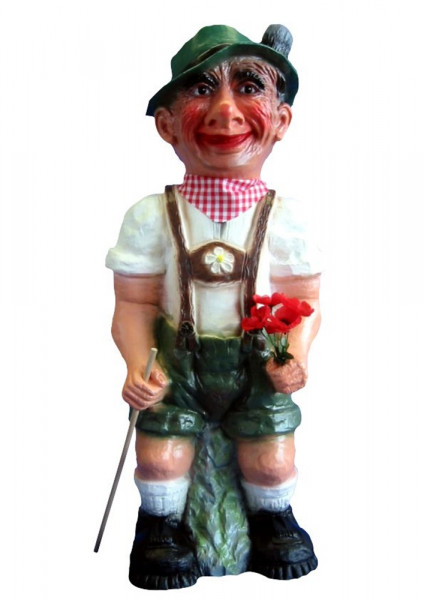 Gartenfigur Seppel Alois stehend großer Bayer in Latzhose H 80 cm Dekofigur aus Kunststoff