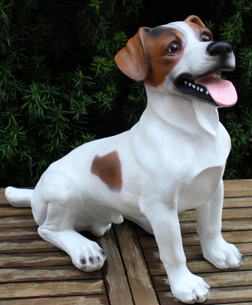Dekorationsfigur Hund Jack Russel sitzend H 44 cm Dekofigur aus Kunstharz