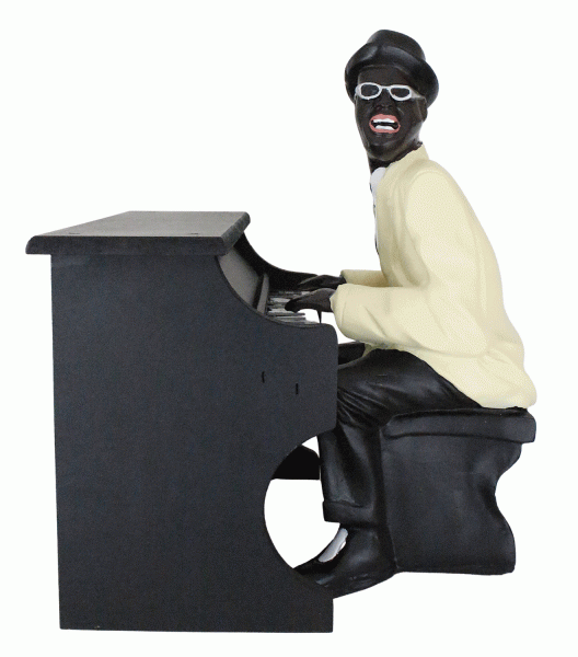 Deko Figur Musiker Pianist am Piano H 37 cm Band Jazz Musiker Klavierspieler Dekofigur aus Kunstharz