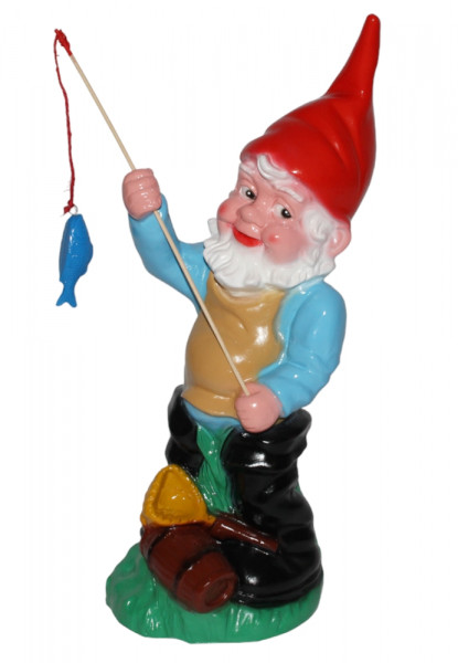 Gartenzwerg Figur Zwerg als Angler H 43 cm stehend Gartenzwerg Gartenfigur aus Kunststoff