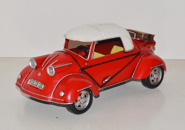 Blechauto Nostalgie Modellauto Messerschmitt Kabinenroller TG 500 rot Oldtimer L 27 cm aus Blech