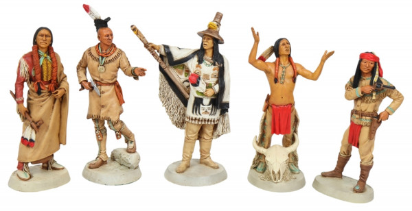 Indianerfiguren Indianer berühmte Häuptlinge Anführer H 20-23 cm 5-er Satz Castagna Limited Edition