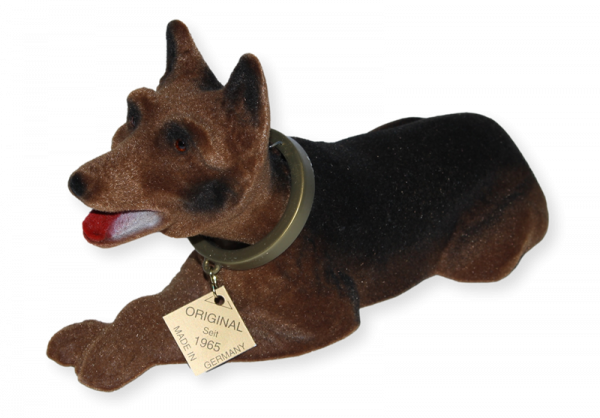 Wackel Figur Hund Schäferhund Wackelfigur H 10 cm klein Dekofigur mit Wackelkopf