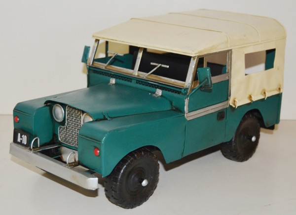Blechauto Nostalgie Modellauto Oldtimer Automarke Jeep Safari Land Rover aus Blech L 36 cm