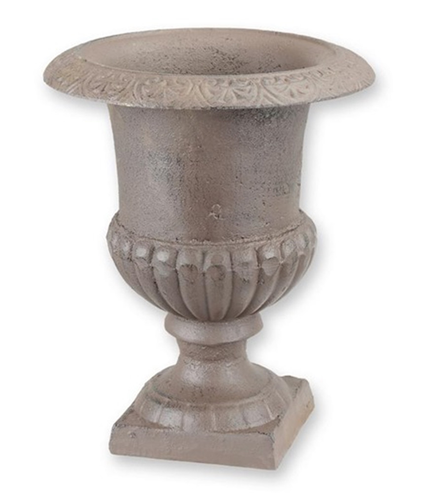 Amphore Blumentopf Braun H 30 cm aus Gusseisen - Gartendeko Deko Vase Pflanzentopf im Barockstil