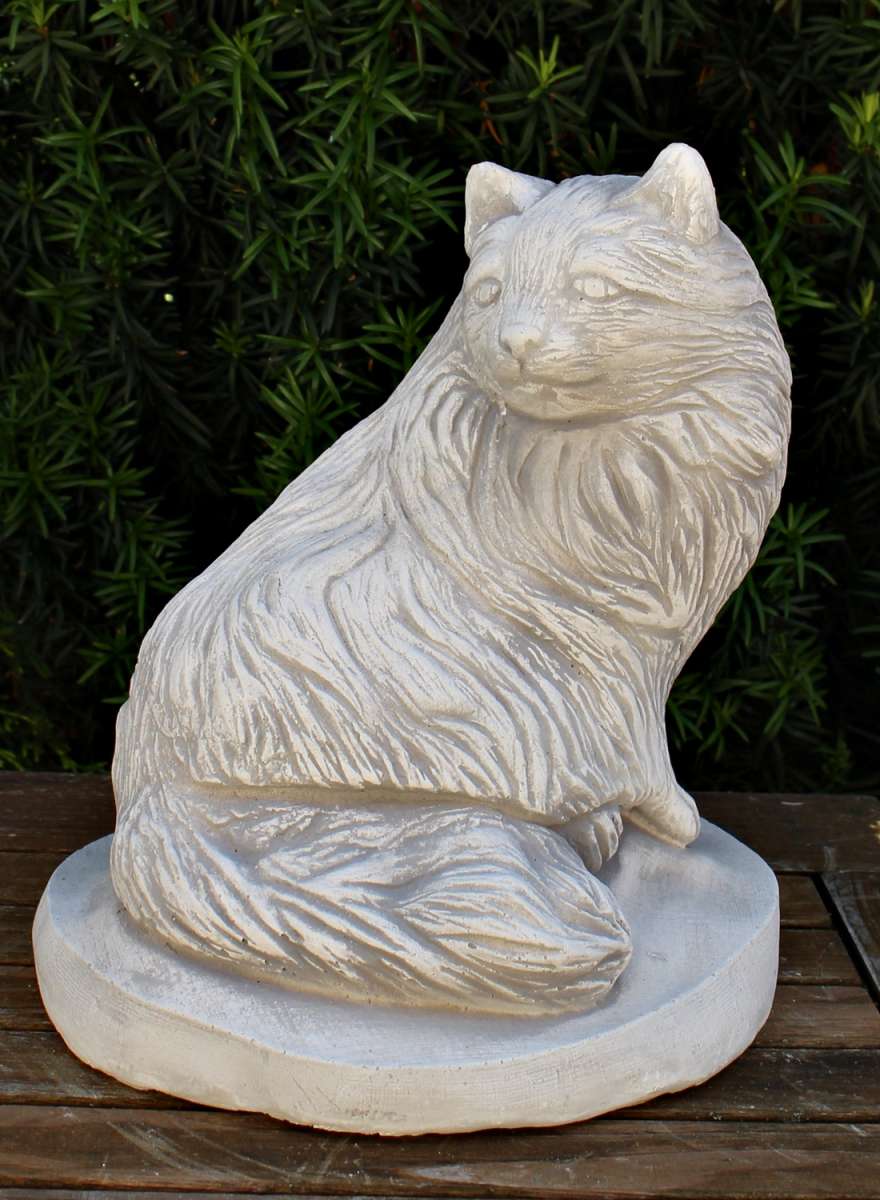 Betonfigur Deko Katze sitzend Katzenfigur Tierfigur für