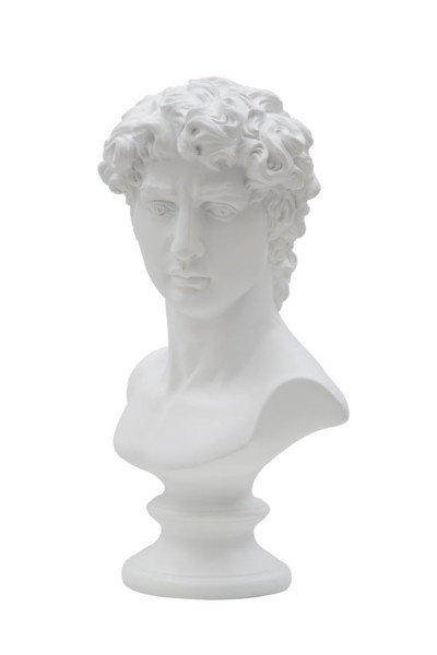 Dekofigur klassische Männerbüste Replikat David von Michelangelo Statue weiß H 34 cm