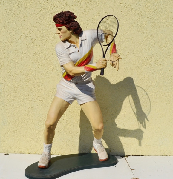 Dekofigur Deko Figur Tennisspieler mit Tennisschläger H 185 cm stehend aus Resin