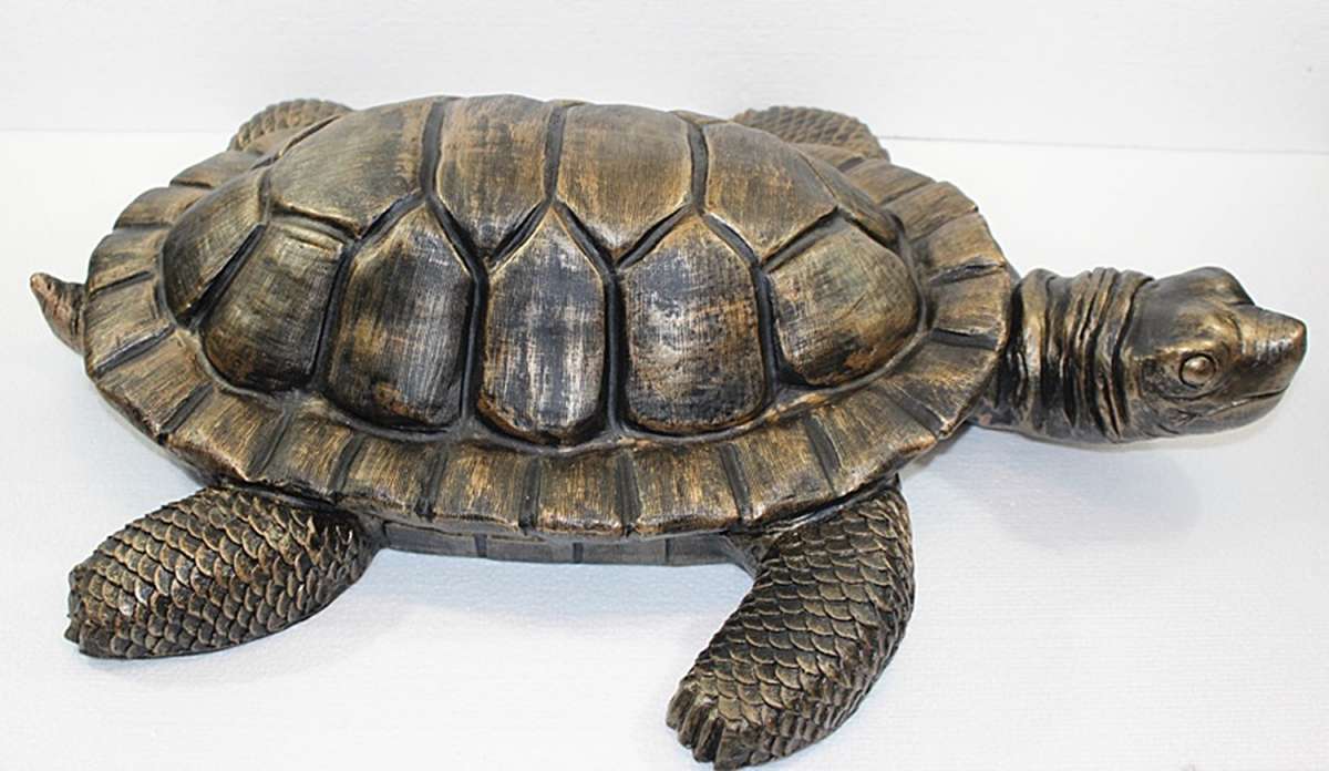 Rakso Deko Figur Schildkröte groß Gartenfigur H 16/L 66 cm Dekofigur