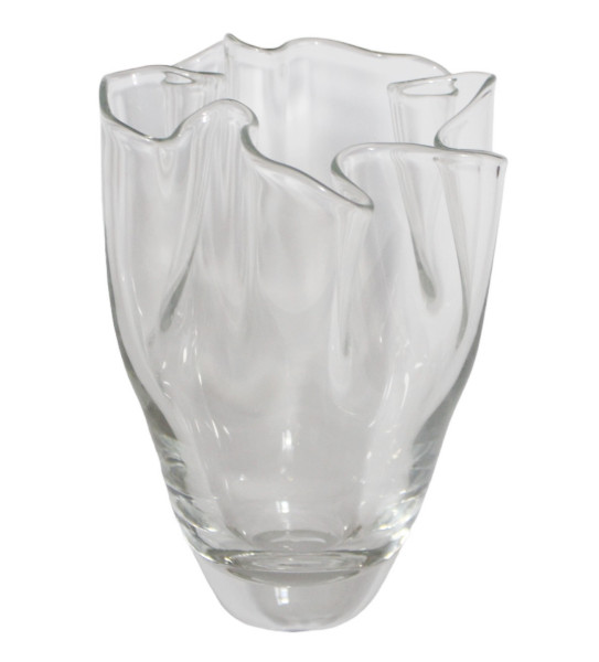 Transparente Glasvase mit Wellenöffnung - Blumenvase Vase Exquisites Design, Höhe 25 cm