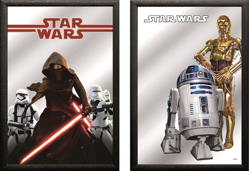 Set: 2 Spiegelbilder Star Wars Film Deko Bild 30x20 cm Wandbilder Hinterglasdruck mit Rahmen
