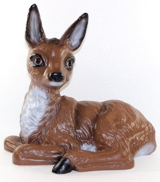 Deko Garten Figur Dekofigur Gartenfigur Tierfigur Reh liegend aus Kunststoff Höhe 35 cm