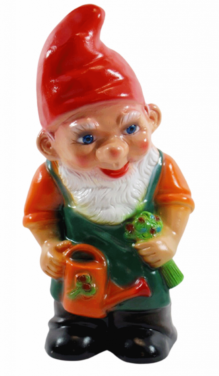 Deko Figur Zwerg H 28 cm Gartenzwerg stehend mit Gießkanne Gartenfigur aus Kunststoff