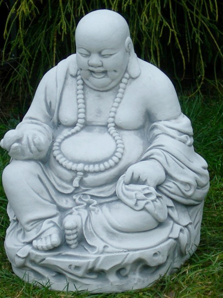 Beton Figur Lachender Buddha " H 30 cm Dekofigur und Gartenskulptur"