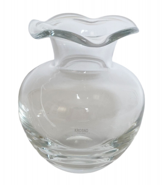 Glasvase H 15 cm Hibiskus Vase Blumenvase bauchig aus Glas transparent / B Ware