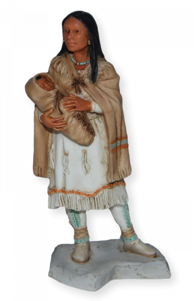 Indianerfigur Sacajawea mit Kind auf dem Arm H 15 cm Dekofigur Indianerin Native American Castagna